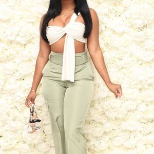 House of CB ivory single shoulder bandage top